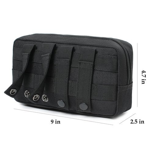2 Pack Tactical Molle Admin Pouches - Utility Molle Tool Pouch EDC Carry Belt Pouch Horizontal Modular Pouches Phone Pouch for Men,Multi-Purpose Utility Work Organizer Bag (Black)