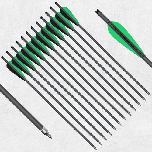 SERfawnCH 24Pcs Carbon Crossbow Bolts - 21" Hunting Carbon Arrows for Crossbow, 4" Shield Vanes & Screw-in Tips for Target & Outdoor Practise