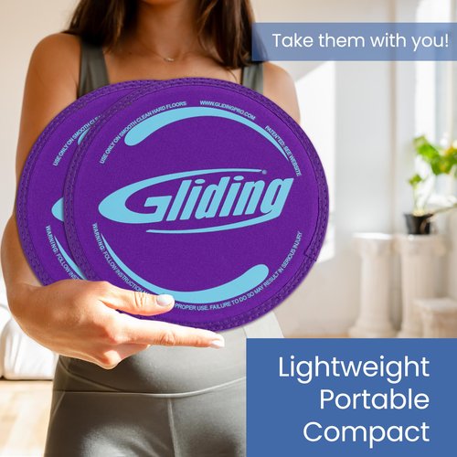 Gliding Discs for Working Out - Exercise Sliders for Hardwood Floors 1 Pair Purple, Authentic Workout Sliders Disc for Full Body Resistance Workout, Includes 4 Streaming Video Workouts