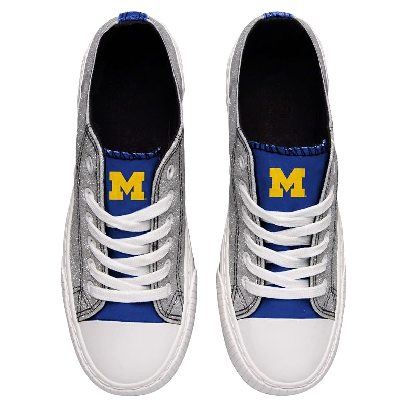 Michigan Wolverines Glitter Low Top Sneakers - Canvas Shoes, FOCO