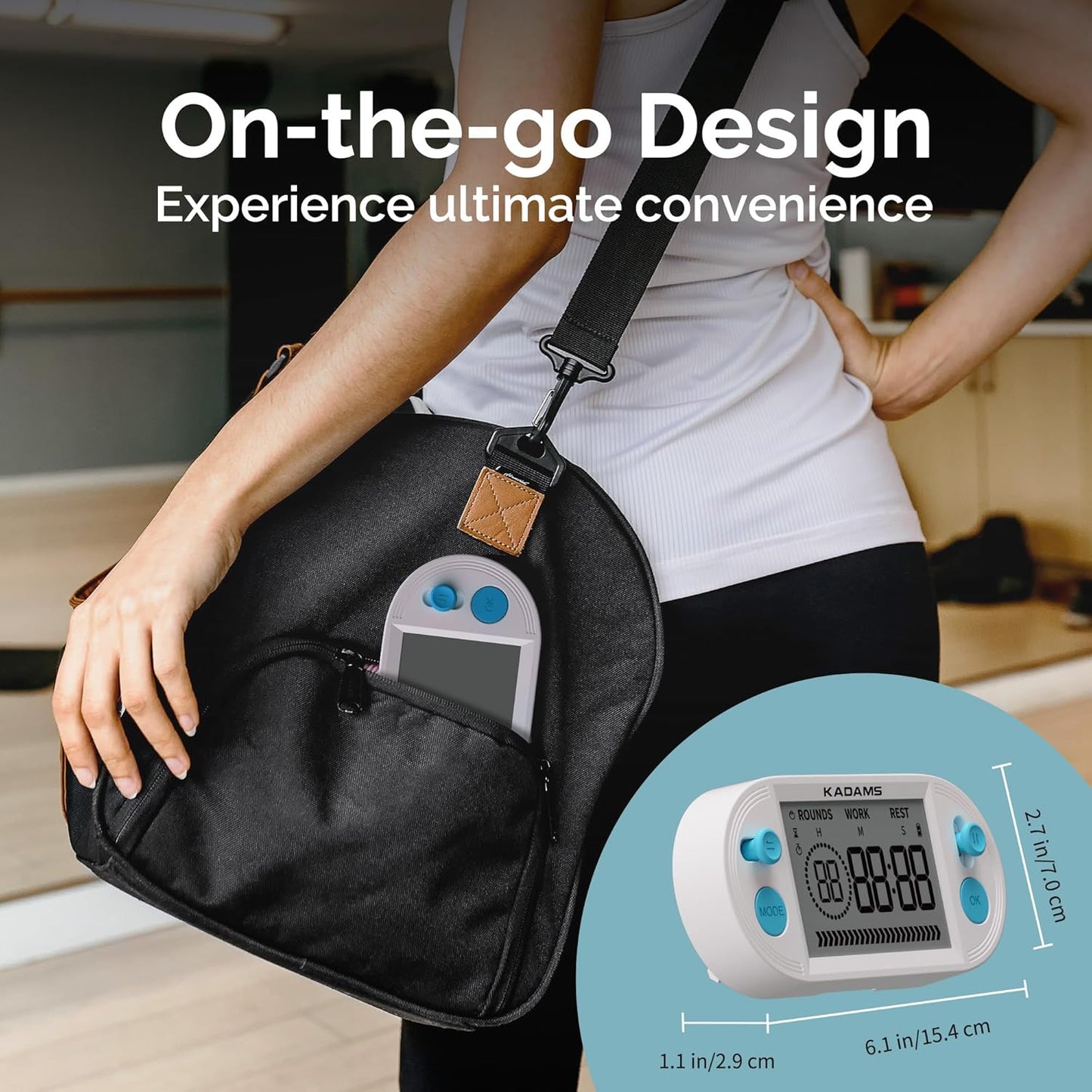 KADAMS Pomodoro Timer with Interval Countdown - Study, Gym & Exercise Timer with Magnets Stand (Blue)