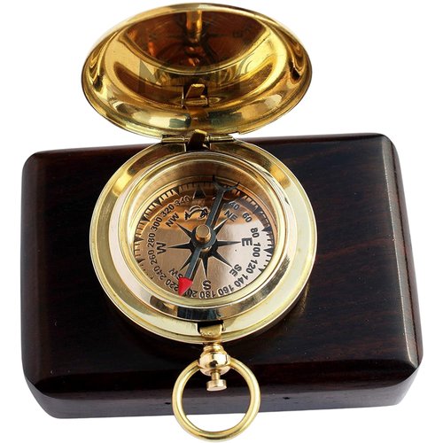 Backpacking Navigation Handmade Brass Personalize Compass for Best Man Get Well Hiking Camping Hunting Trekking Sailing Adventure Travelling Graduation Day Birthday Gifts for Son Back to School