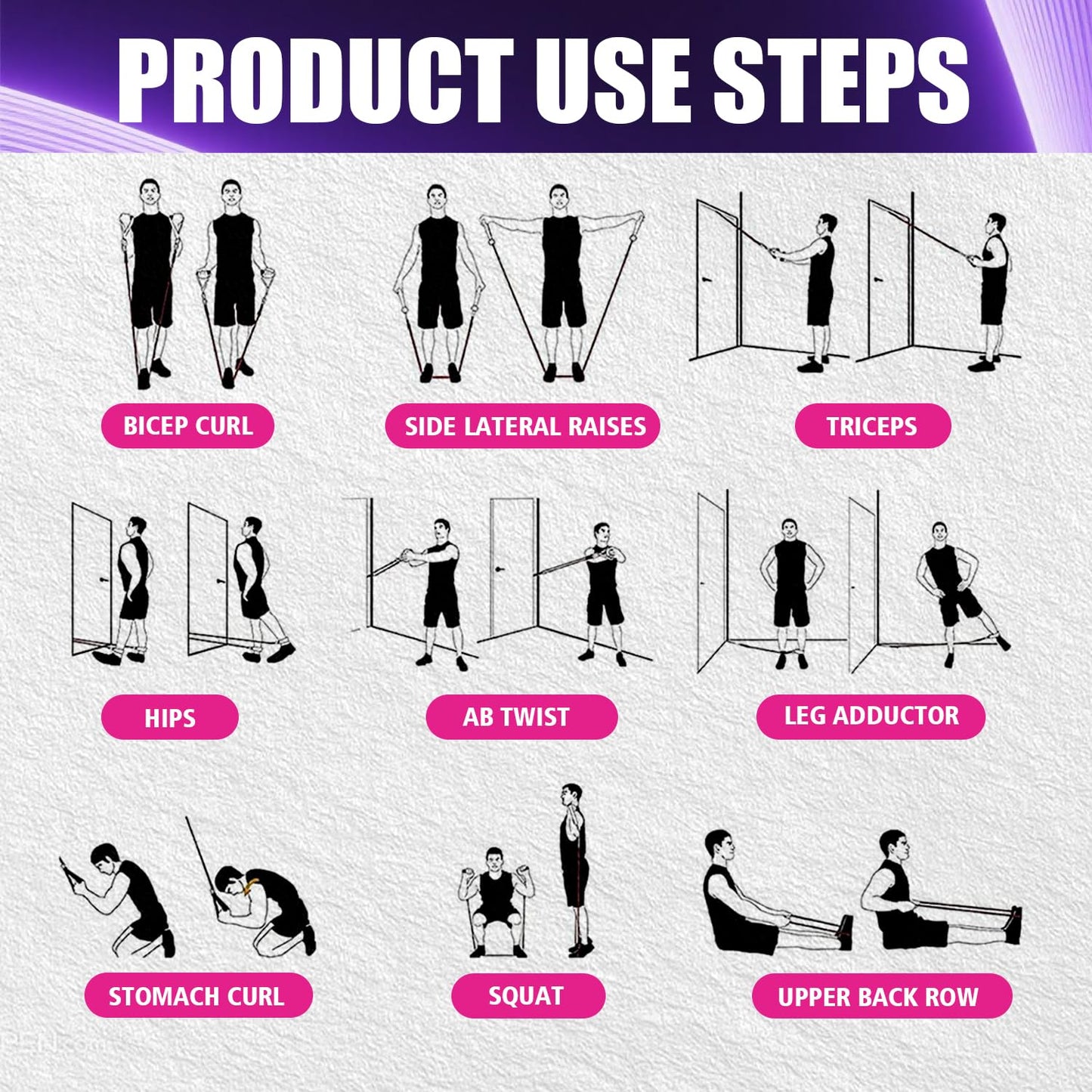 WHATAFIT Resistance Bands, Exercise Bands,Resistance Bands for Working Out, Work Out Bands with Handles for Men and Women Fitness, Strength Training Home Gym Equipment