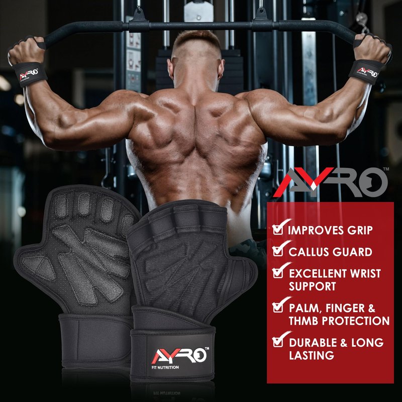 AYRO Workout Gloves for Men & Women – Gym Gloves for Men, Weight Lifting Gloves, with Wrist Support, Breathable Palm Padding, Non-Slip Grip – Ideal for Gym, Fitness, Cross Training, Cycling Gloves