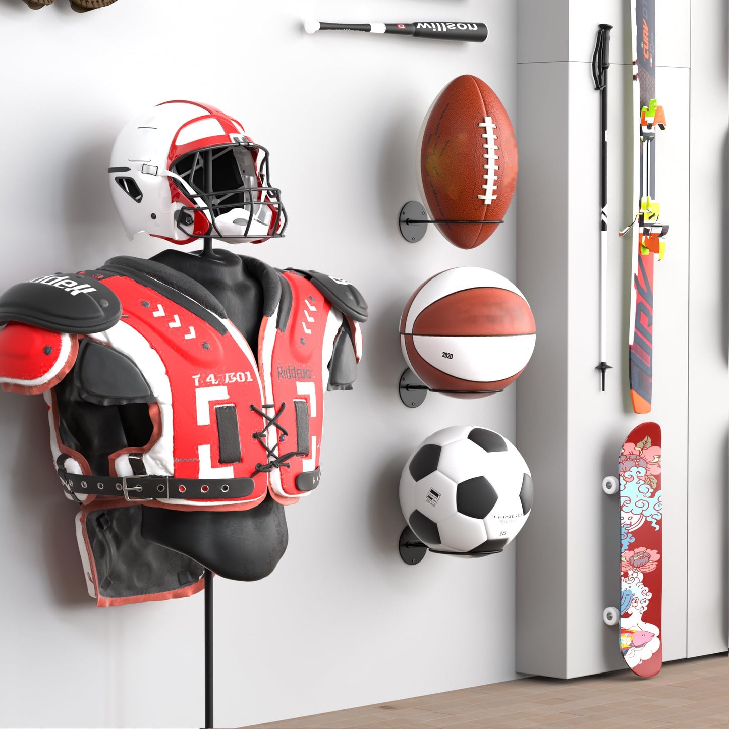 jockcaras Basketball Wall Mount 4 Pack, Wall Basketball Holder, Boys Room Decor, Black