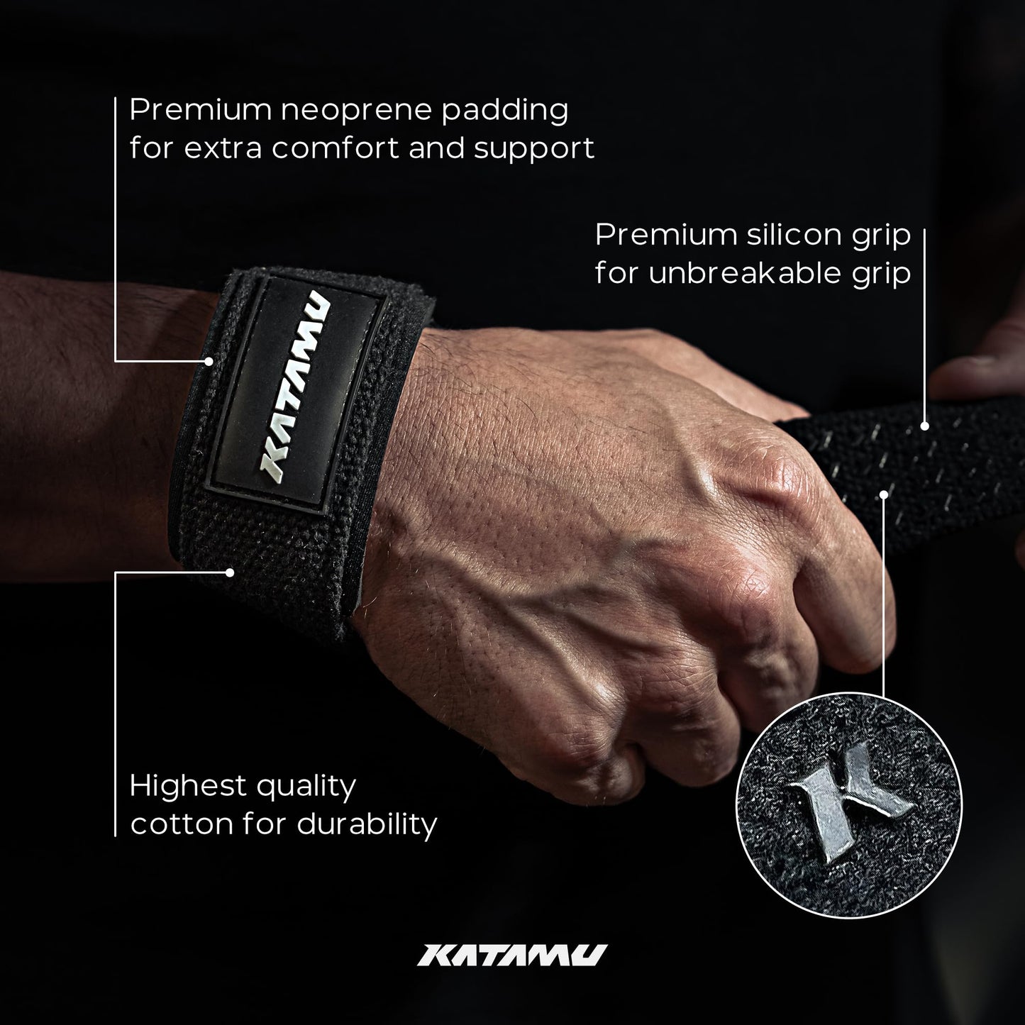 Katamu Weightlifting Straps | Lift More | Premium Weightlifting Straps | Men and Womens Squat Lifting, Powerlifting and Weight Training Support Straps