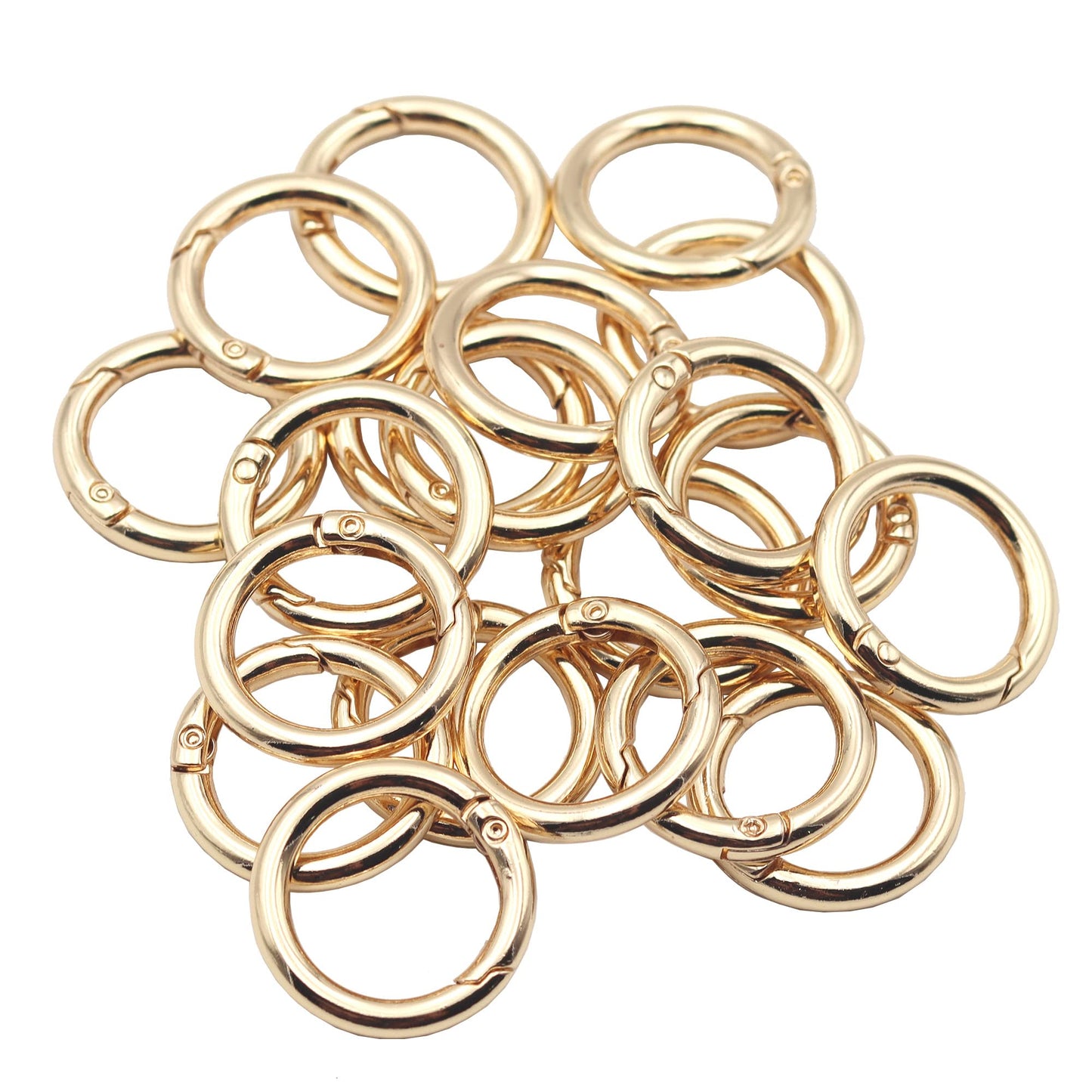 JWBIZ 20pcs Trigger Spring O Rings Round Carabiner Clip Snap for Keyrings Buckle, Bags,Purses (Gold, 3/4 inch)