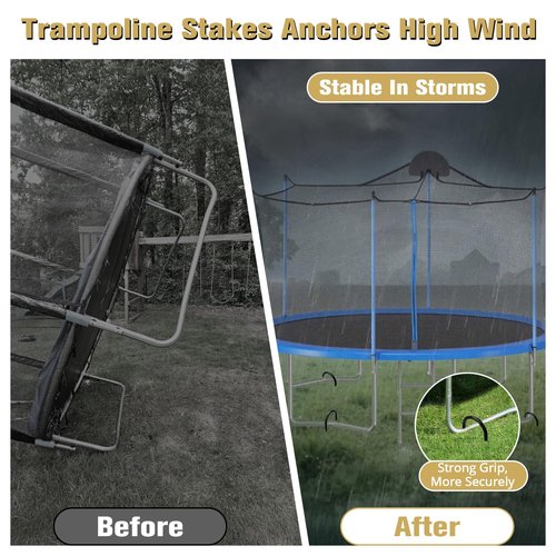 CELYND Trampoline Stakes High Wind - Heavy Duty 12 Inch U Shaped Ground Anchors - Galvanized Steel Rebar Stakes for Outdoor Camping Tent Fence Garden Decorations(8 Pack Black)
