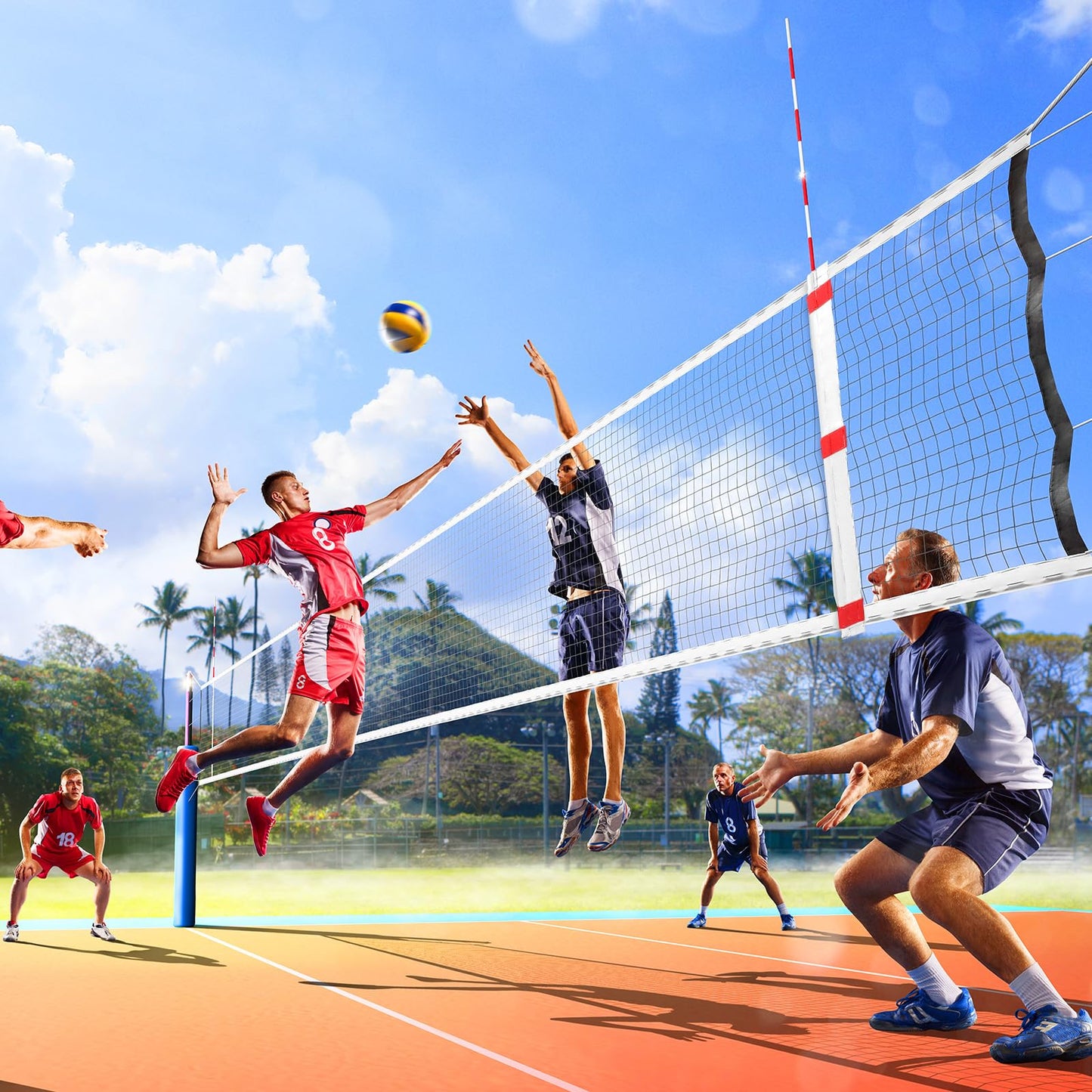 HZCGJMY Volleyball Antenna Pole Set with Collapsible Referee Antenna Poles and Sleeves for Indoor and Beach Volleyball Net Training Equipment Accessories Vertical and Horizontal Straps