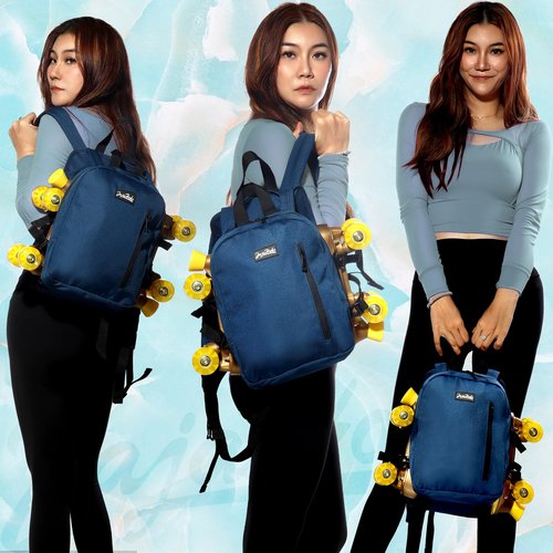 JajaHoho Roller skates bags for Women Men, Indigo Dark Blue Sports Backpack for Rollerskates, Ice skates, Inline skates, Skate Gear Storage, Durable and Stylish, 11.8 x 9 x 2.8 inches (Navy Blue)