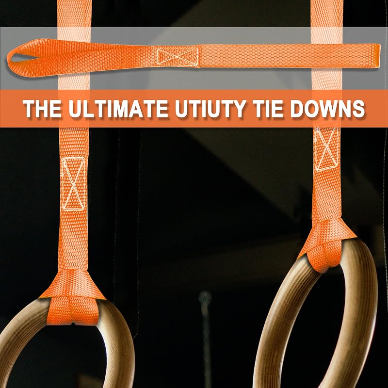 Cartman 6-Pack 1in x 18in Soft Loop Tie-Down Straps - 3600lb, Orange 6pk