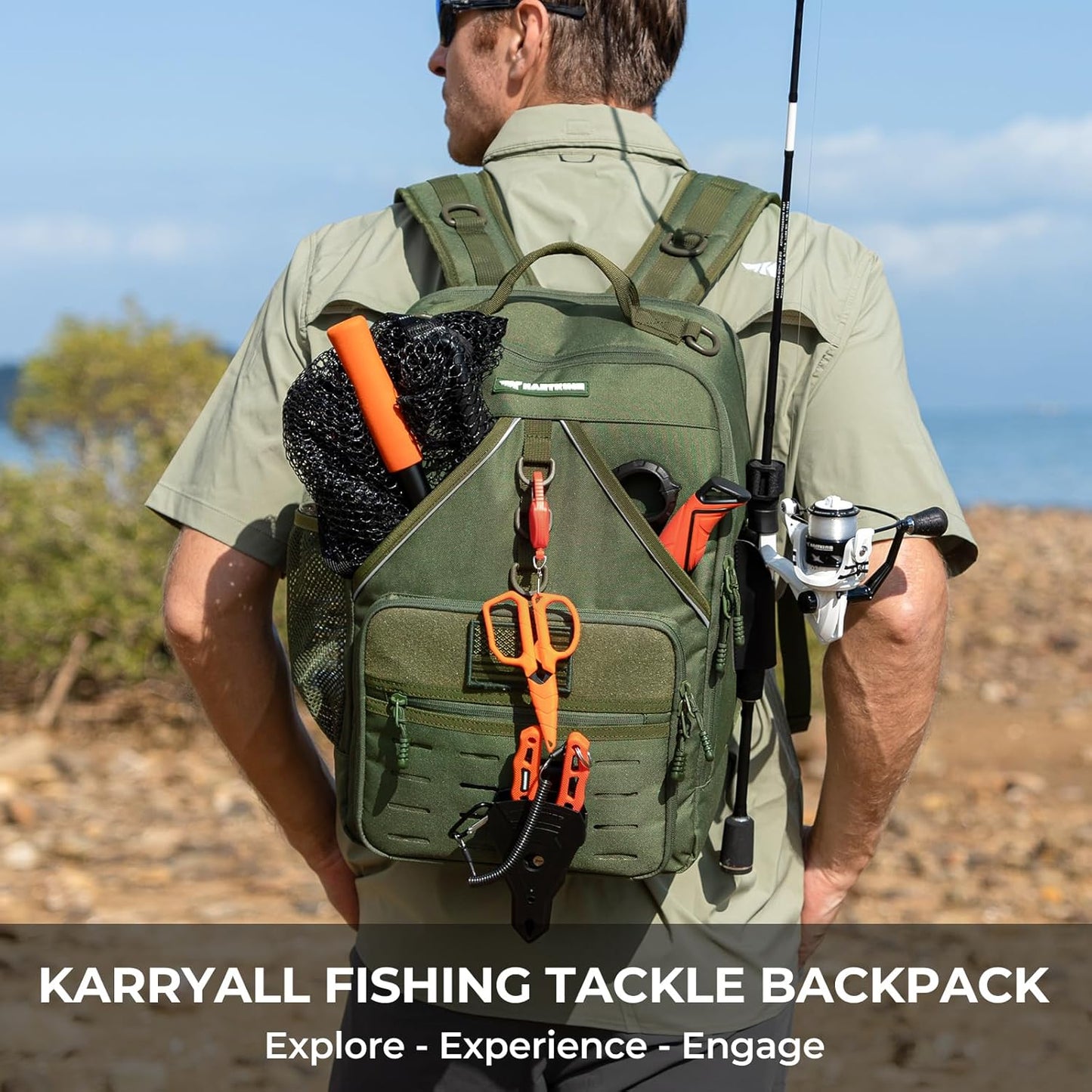 KastKing KarryAll Fishing Tackle Backpack with Rod Holder 4 Tackle Boxes,40/26L Tackle Bag Storage Fishing Gear and Equipment