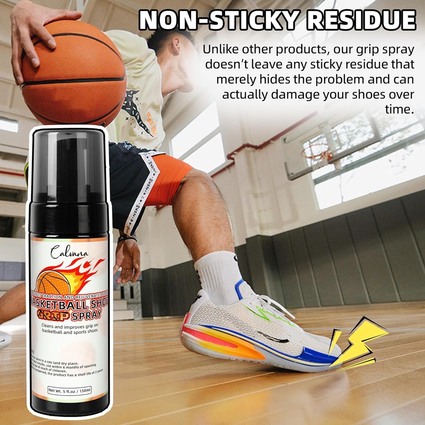 (2-Pack) 5 fl.oz Grip Spray, Traction Spray for Basketball, Volleyball, Sports Shoes Bottom, Restores and Cleans, Extends Shoe Life and Increases Performance