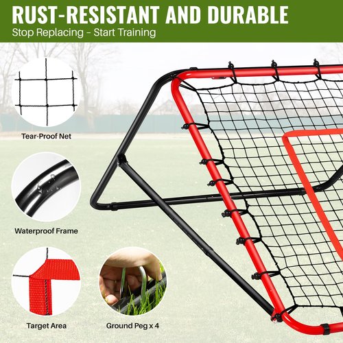 Soccer Rebounder Net & Soccer Training Equipment - 4x4 FT Adjustable Rebound Board for Precision Passing, Shooting, First Touch, and Ball Control Drills for Kids, Teens & Adults