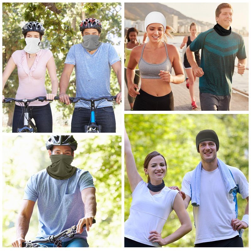 Geyoga 6 Pieces Summer UV Protection Cooling Neck Gaiter Face Clothing Neck Gaiter Mask Scarf Sunscreen Breathable Bandana(Dark Color)