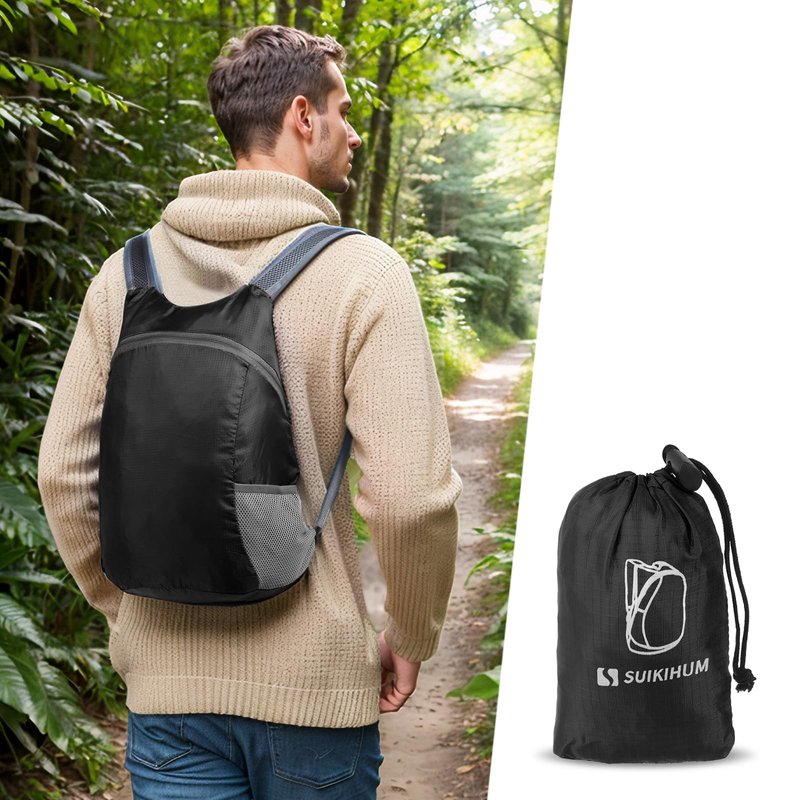 SUIKIHUM 20L Ultra Hiking-Daypack Lightweight Foldable Travel Packable Backpack for Camping Cycling Outdoor,black