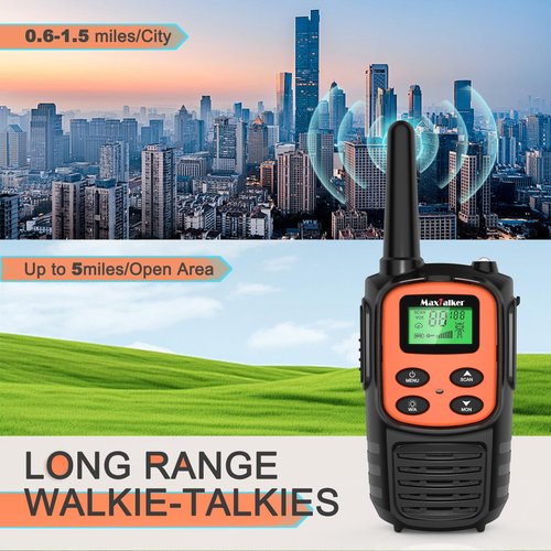 MaxTalker Walkie Talkies for Adults 2 Pack Long Range Rechargeable 2 Way Radios, Hiking Accessories Camping Gear Xmas Gift for Kids with 22 FRS Channel Radios, Lamp,VOX,Li-ion Battery,NOAA