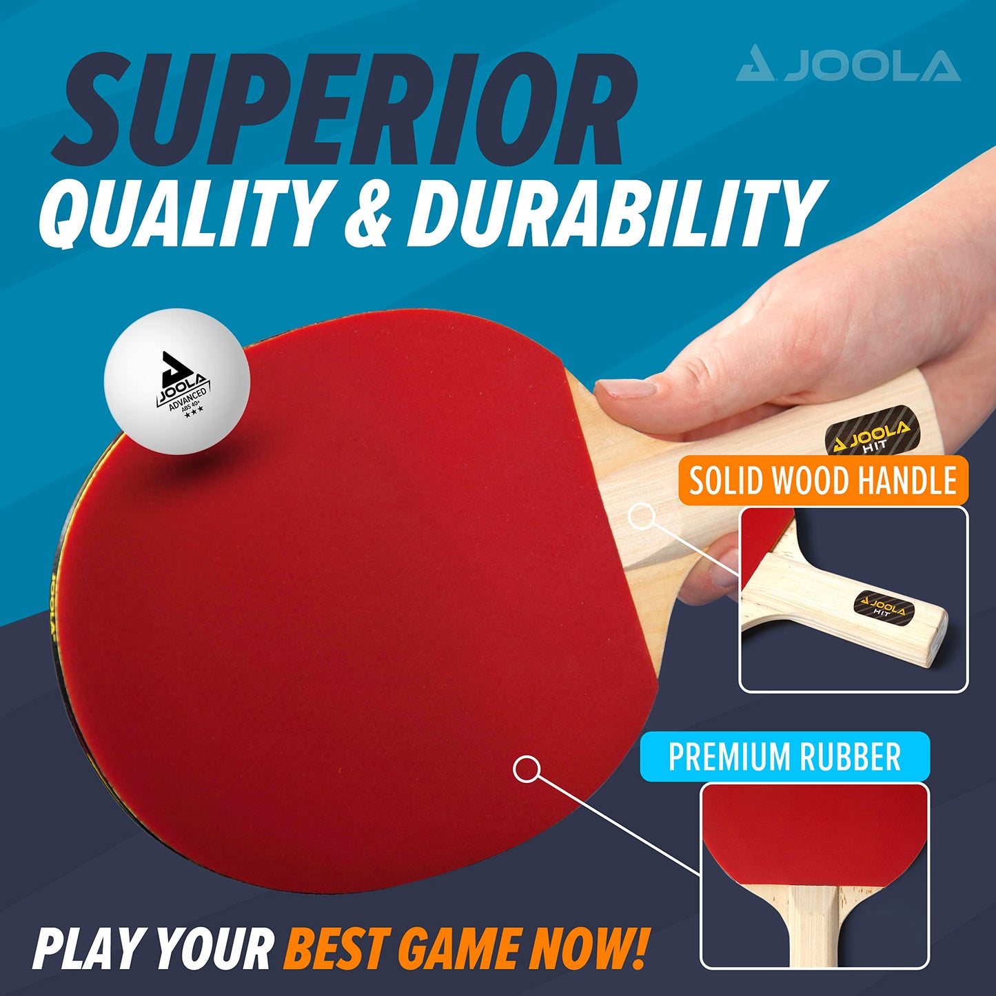 JOOLA Ping Pong Paddle Set with Balls & Carrying Case - Set of 4 or 2 Table Tennis Paddles - Advanced Ping Pong Rackets & Portable Table Tennis Accessories for 2-4 Players