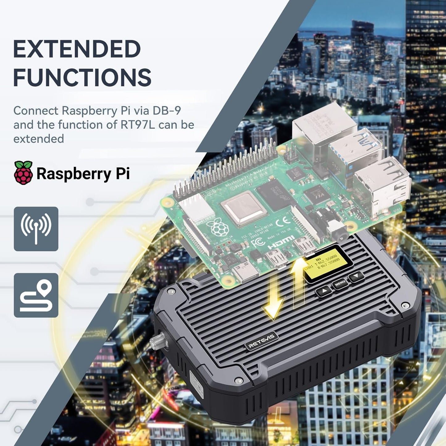 (3rd Gen RT97) Retevis RT97L Up to 25W GMRS High-Power Repeater, IP66 Waterproof, Long Range Base Station Compatible with Raspberry Pi for Farms, Remote Areas & Home Use (1 Pack)