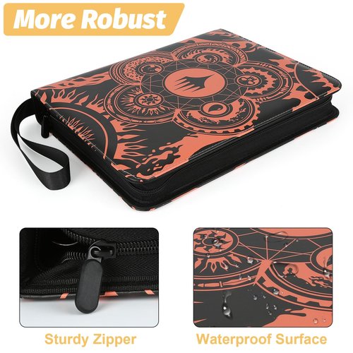 MTGPRO 9-Pocket Card Binder for MTG,720 Double Sided Pocket PU Trading Collection Binder,Premium Collector Card Album for MTG,TCG,Yugioh,Game Cards(Orange)