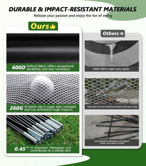 Golf Net: 10x7ft Golf Hitting Practice Net for Indoor & Outdoor Use with Heavy-Duty Base Dual-Turf Mat, Chipping Swing Training Mult-Target Nets for Backyard Driving, Gifts for Men Dad Husband Golfers