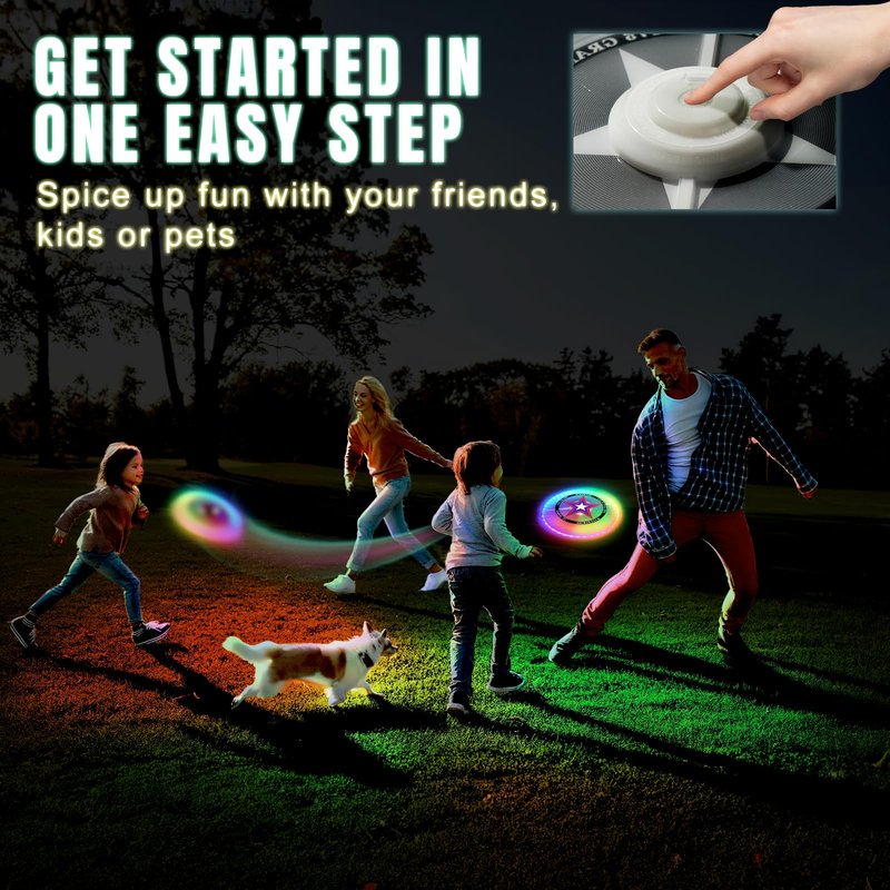 LED Flying Disc with Millions of Colors, Rechargeable & Water-resistant, 42 LEDs, 7+5 Light Modes, 175g Light Up Disc, Outdoor Toys for Kids Ages 4-8, Camping Equipment for Boys 8-12 Teens Men