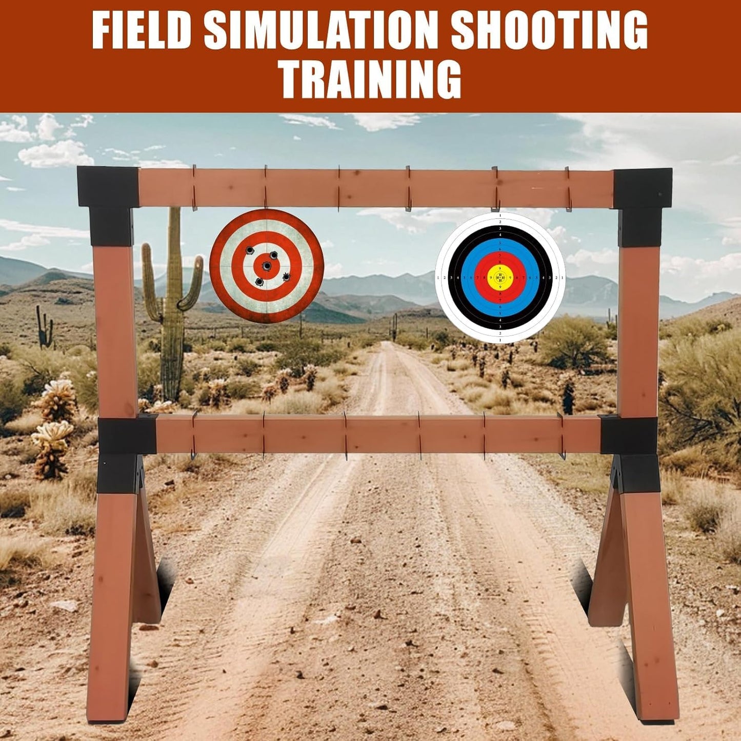 2x4 Target Stand Brackets, Heavy Duty Y and T Connectors with 12 Hooks, 1.5mm Thick Steel Frame, 1.6x3.6In I.D, for Outdoor Shooting, Archery and Gym Training