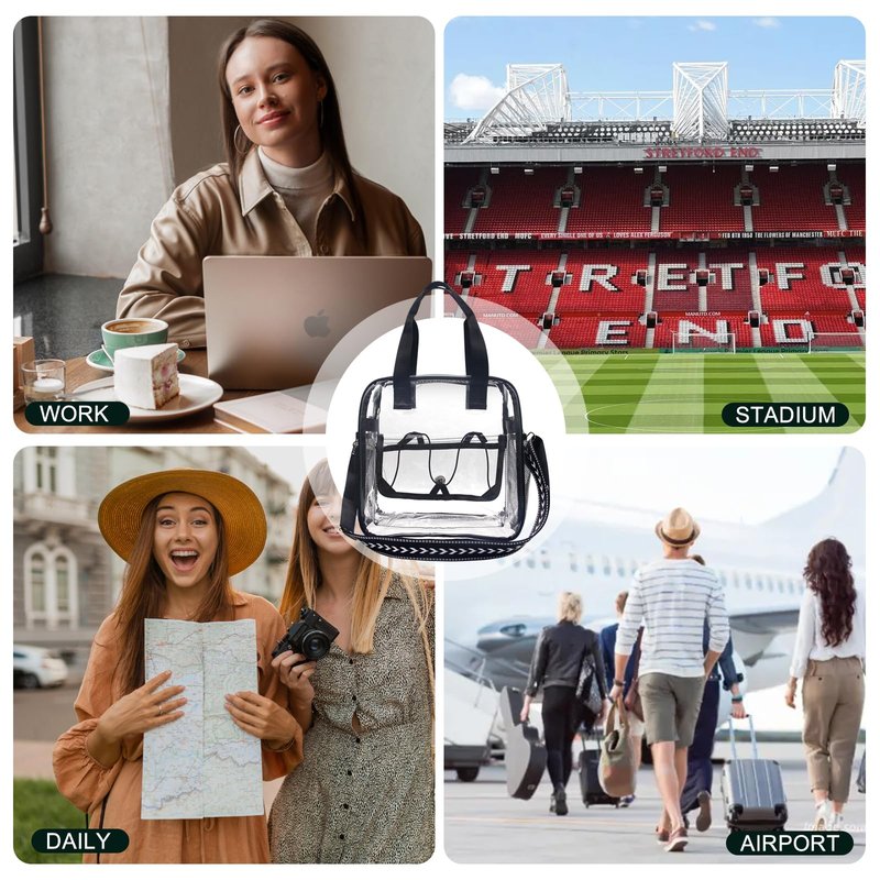 ArtCentury Clear Tote Bag for Stadium Events 12x6x12, Large Clear Tote Bag for Women for Sporting Event Concert Festival Stadium Game