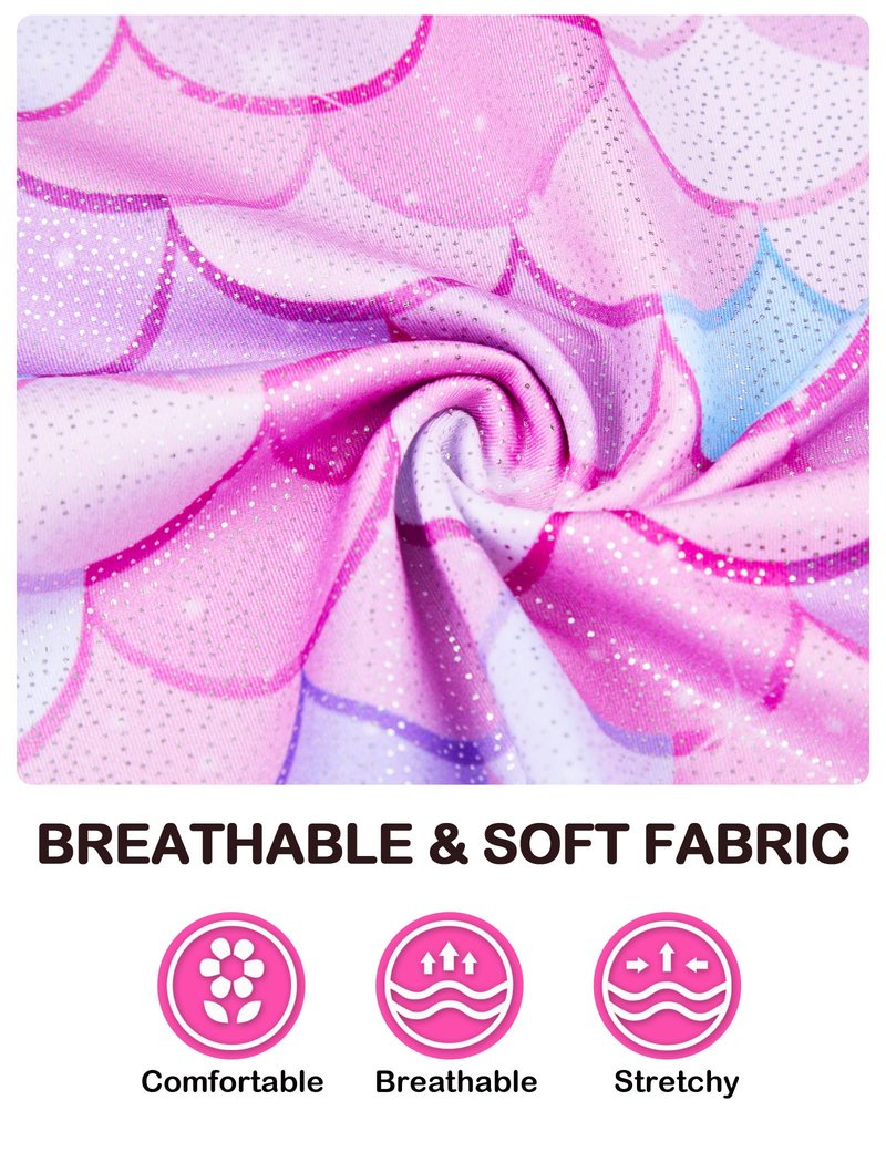 Domusgo Gymnastics Leotards for Girls 7-8 Years Old Pink Mermaid Sparkly One Piece Tumbling Outfits