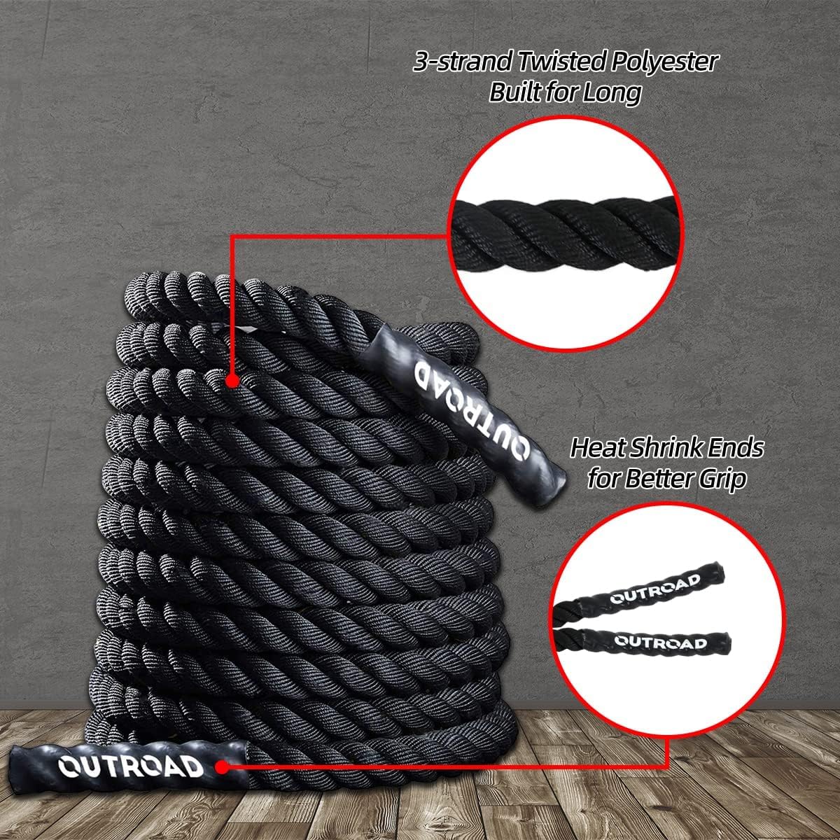 1.5" Diameter 30ft Battle Rope Battle Ropes for Exercise Workout Rope Exercise Rope Battle Ropes for Home Gym Heavy Ropes for Exercise Training Ropes for Working Out