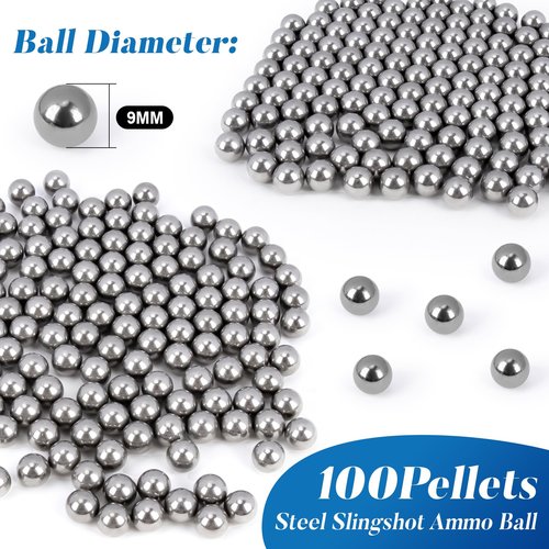 Sukh Slingshot Ammo - Steel Sling Shot Ammo Balls 9mm Ammo Professional Balls for Hunting & Shooting, Target, Competition,Practice (0.9 Pound)