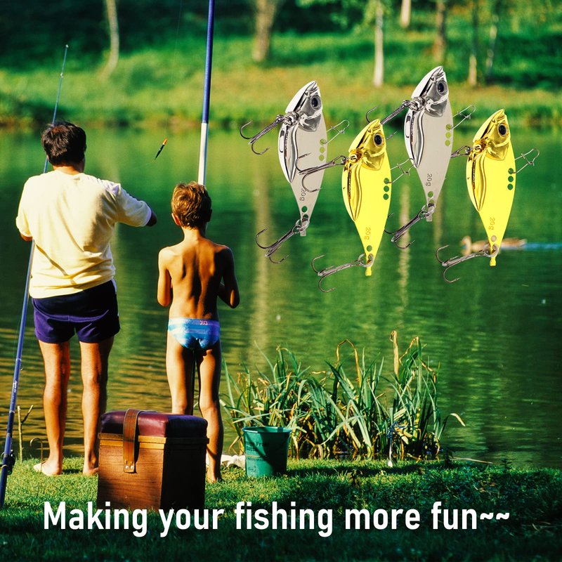 Zsrivk 10PCS Fishing Lures, Metal VIB Hard Blade Baits, Spinner Spoon Metal Fishing Spoon Crankbaits Swimbaits for Trout Walleye Crappie
