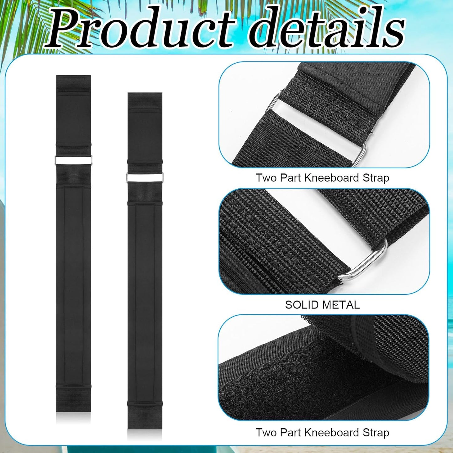 2 Pcs Replacement Kneeboard Strap Boating Shock Water Sport Knee Board Knee Surfing Board Strap for Waterboarding Kneeling Boarding