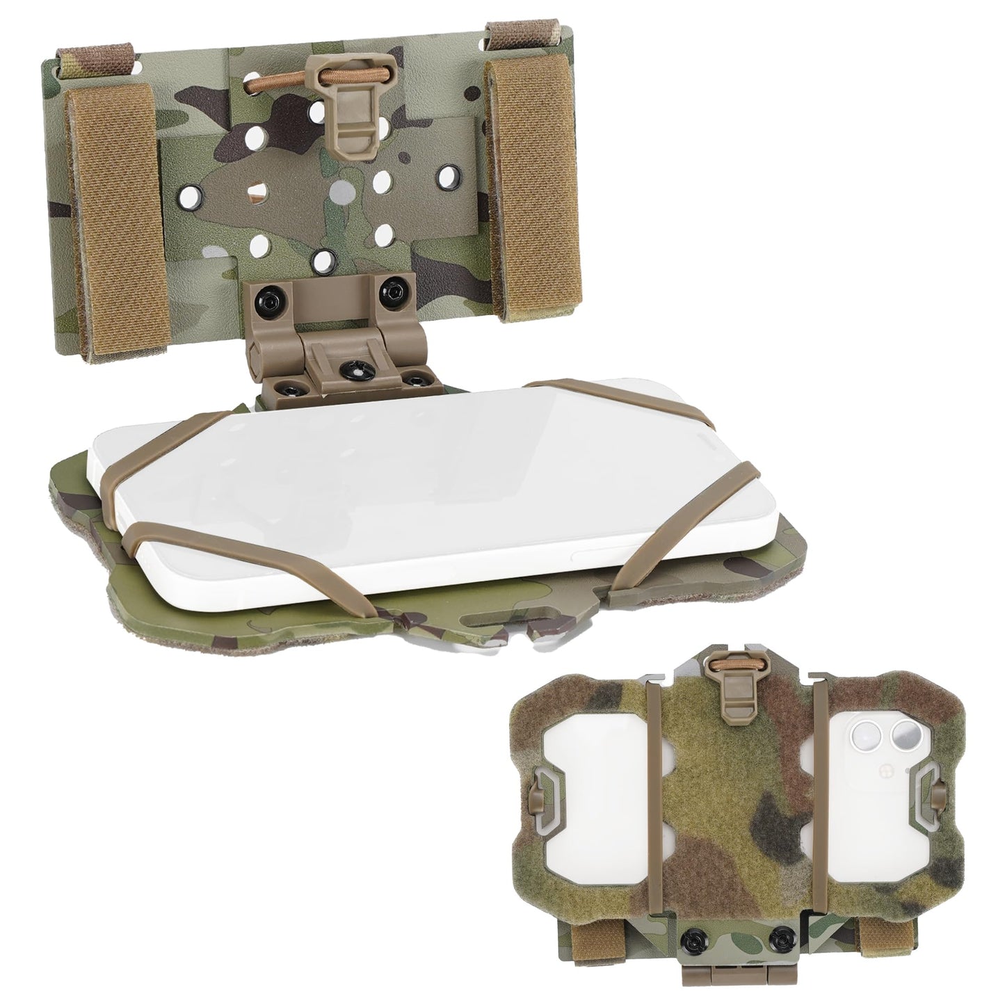 SIVIGEAR Tactical MOLLE Phone Holder for Plate Carrier Accessories - Fits 4.7"-6.4" Smartphones - Secure Chest Mount for Hunting & Tactical Gear, Camera-Compatible Design CP
