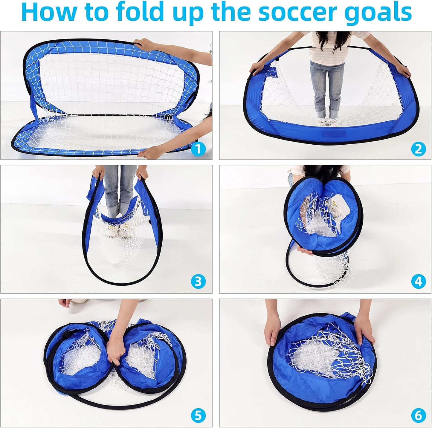 2 Pack Soccer Goals for Backyard, Portable Soccer Goal, Collapsible Pop-Up Training Net, Back Mini Soccer Goal for Backyard and Indoor/Outdoor Use, Carrying Bag Included (3.6x2.4 ft)