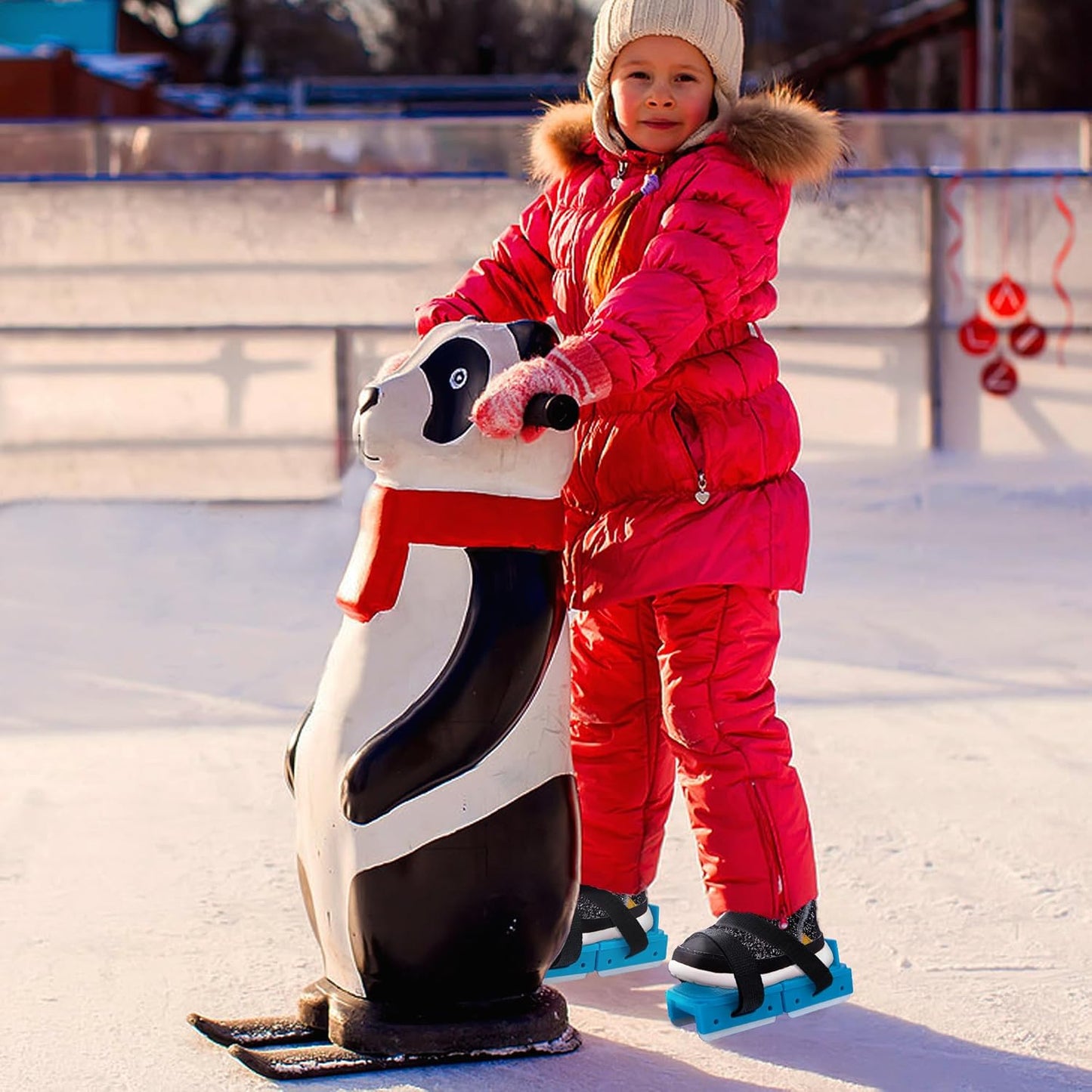 1 Pair Toddler Ice Skates- Adjustable Kids Ice Skates- Double Runner Ice Skates with Strap Fastening for Toddlers, Kids, Junior Skater