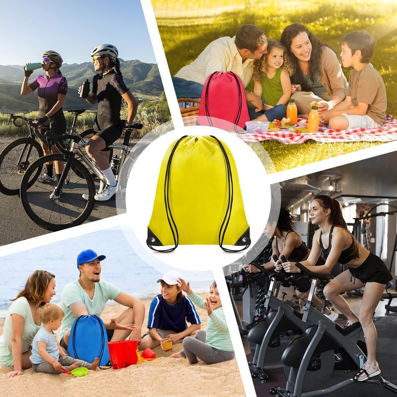 Grneric Drawstring Bags 28 PCS Drawstring Backpack Bulk String Backpack Cinch Bag Sackpack for Men Women Gym (Yellow)