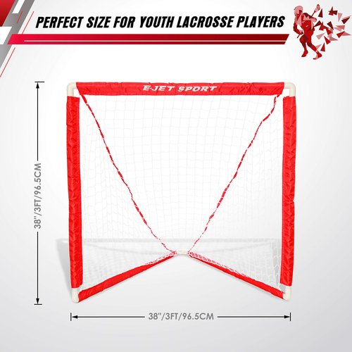 eJet-Sport Lacrosse Goals for Youth & Kids Children Teens Backyard Training, Practice & Exercise, Set of 2, red
