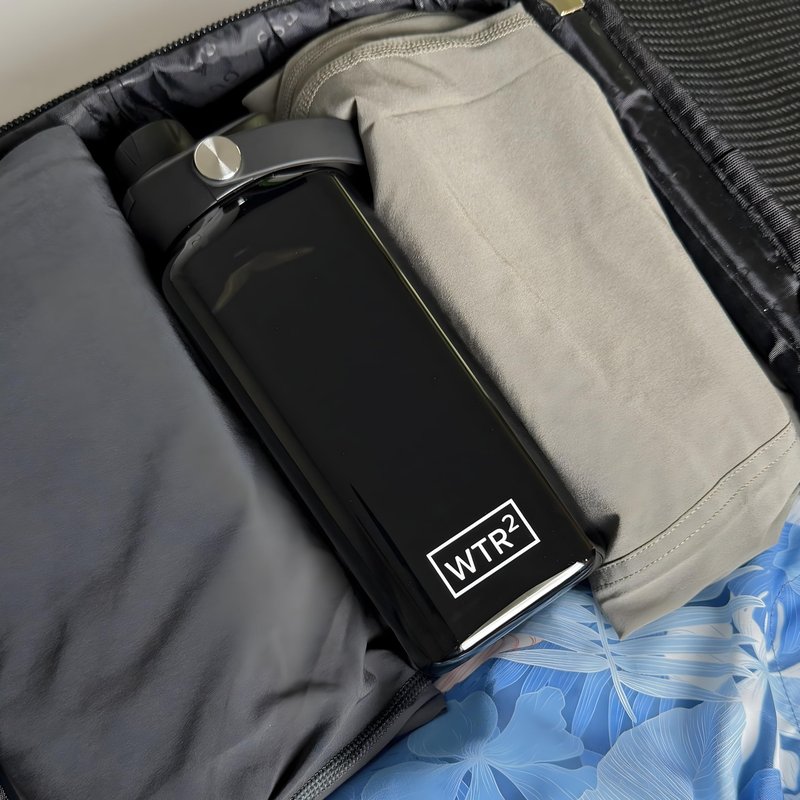 WTR² 32oz Square Water Bottle, Transparent Black, Leakproof Lid, BPA/BPS-Free Tritan, Lightweight & Impact Resistant for Work, Gym & Everyday Use