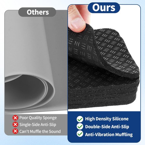 6pcs Treadmill Mat Pads, Anti-Slip and Noise Reduction Silicone Exercise Equipment mat for Protecting Wood Floors and Carpets.Suitable for Treadmills, Walking mats, Exercise Bikes(Square)
