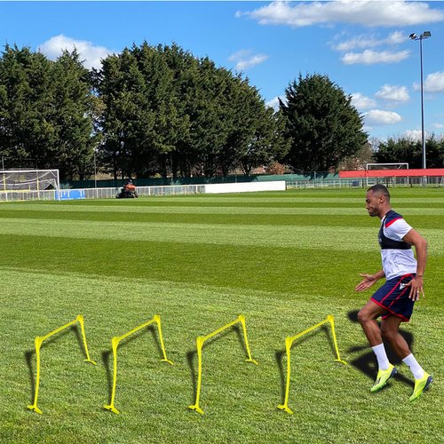 Yaegoo Pro 6 Pcs Adjustable Hurdles and 12 Pcs Speed Cones Set - Adjustable Height 6" 9" 12" for Soccer, Plyometric Speed Training, Carry Bag Included