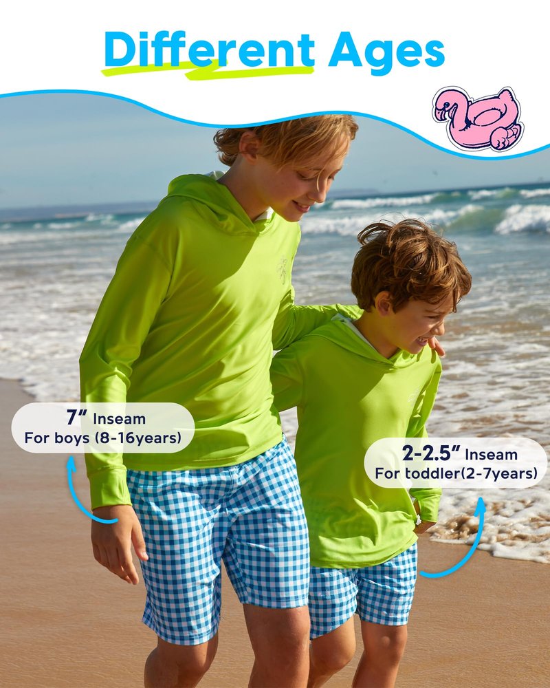 maamgic Boys Swim Trunks with Compression Liner 4-Way Stretch Quick Dry Bathing Suit Toddler Beach Shorts Green Coconut 4T
