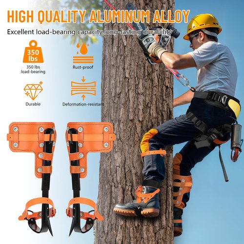 Xeoca Tree Climbing Spikes Set Tree Climbing Gear 1 Pair Alloy Steel Climbing Spurs 350lbs Load Capacity Arborist Equipment for Climbers, Fruit Picking and Lumberjack