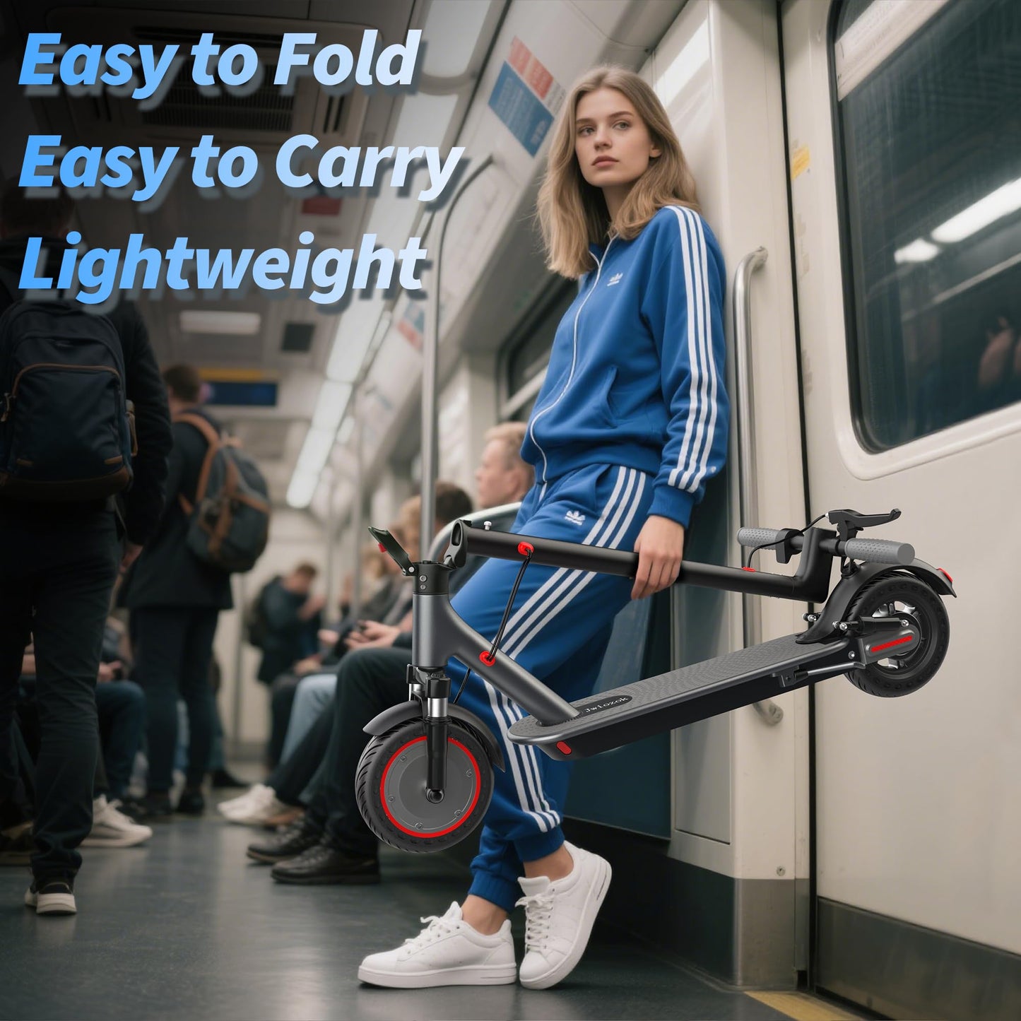 Jwiozok Electric Scooter for Adults & Teens - 350W Motor 19mph/15mi Range, 8.5" Solid Tires, Dual Brake/Dual Shock/Dual Suspension, Foldable Commuter Scooter for Urban Travel