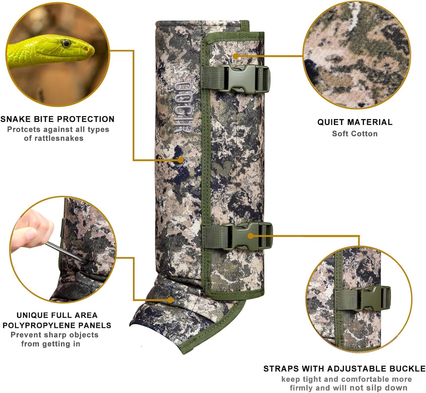 IceBlade Snake Gaiters, Waterproof Snake Bite Protection for Lower Legs, Adjustable Snake Guards, Durable Snake Proof Legging