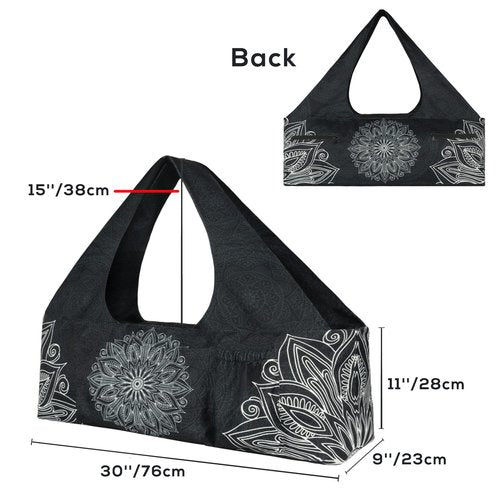 BagYG Yoga Mat Bag-Large with Strap,Zipper and Pockets Bags Carriers Fits All Your Stuff for Women Most Size Mats,Mandala Black,30''x9''x11''(BagYG-31086384)