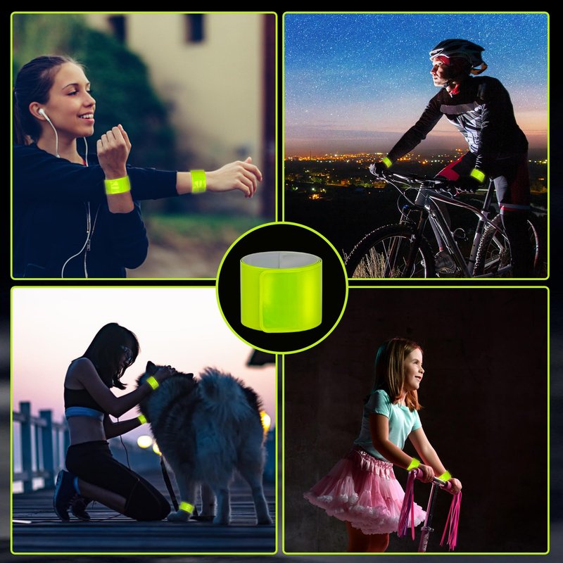 CKKAPTURE 20 Pcs Reflective Bands Snap Bracelets - Enhance Safety for Children, School Bags, Keys, Prams, Hiking, Joggers, and Cyclists