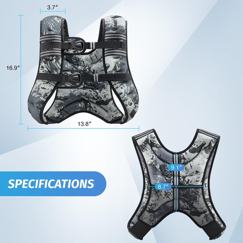 ZELUS Weighted Vest, 6lb/8lb/12lb/16lb/20lb/25lb/30lb Weight Vest for Men Women with Storage Pocket & Reflective Strips for Workout Strength Training Running Muscle Building, Urban Gray Camo (20 lb)