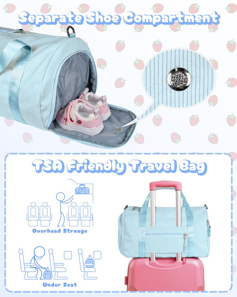 Vogewood 9 Year Old Girl Birthday Gifts, Girls Gym Bag, Kids Personalized Dance Bags with Shoe Compartment, Customized Travel Duffle with Toiletry Bag, Preppy Things for Daughter Niece (Letter Z)