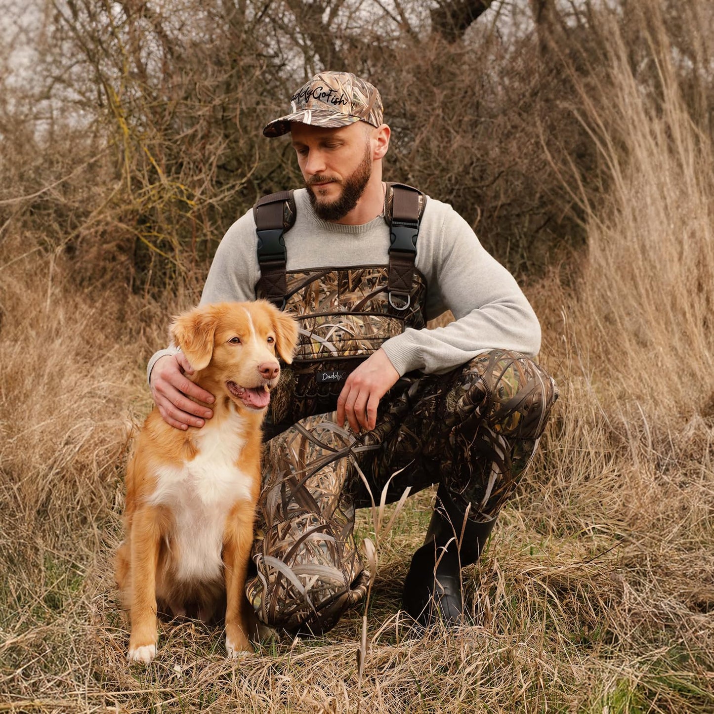 DaddyGoFish Neoprene Chest Waders for Kids and Adults, BootFoot, Fishing & Hunting with a Camouflage Caps, and a Wader Hanger